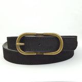 Basic Genuine Suede Belt with Oval Buckle