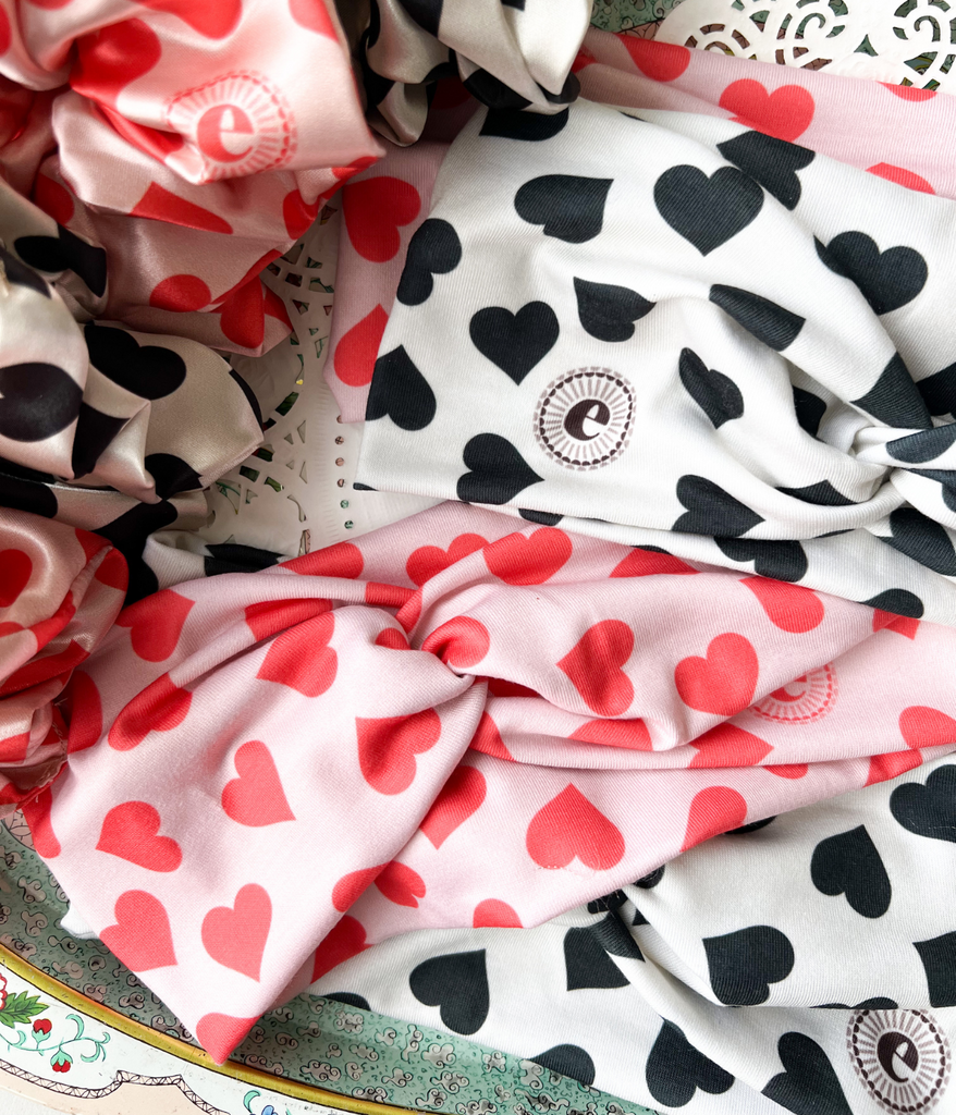 Headband and Scrunchie Heart Themed Print for Valentines Day, we Call it Courtney
