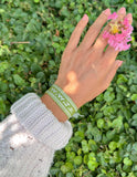 Green WWJD Embroidered Bracelet