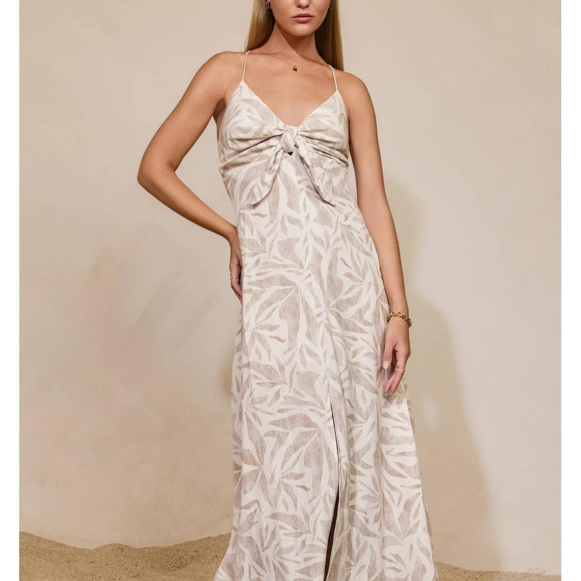 Driftwood Dreams Knot Front Maxi Dress L / SEASHORE