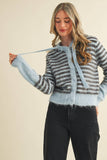 Striped Hoodie Sweater Cardigan