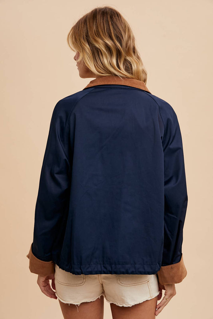 Navy Cargo Pullover Jacket