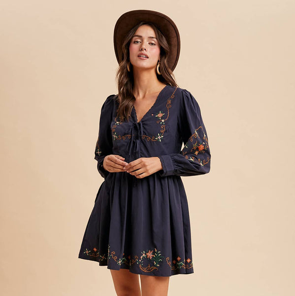 Embroidered Homestead Cotton Mini Dress