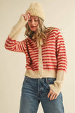 Striped Hoodie Sweater Cardigan
