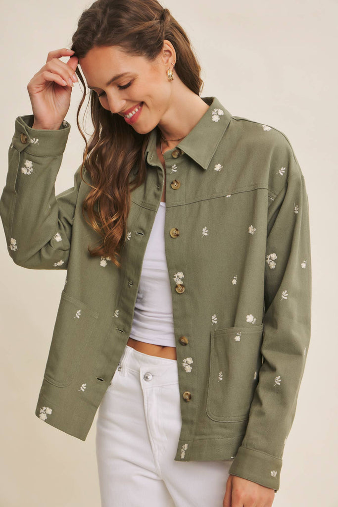 Embroidered Cotton Utility Jacket