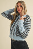 Striped Hoodie Sweater Cardigan