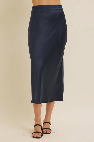 Silky Satin Maxi Skirt - Dark Navy
