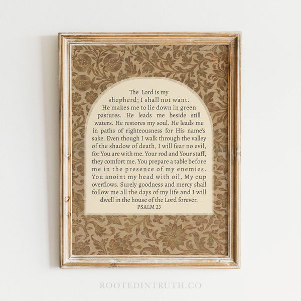 Psalm 23 Vintage Wall Art Print