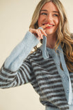 Striped Hoodie Sweater Cardigan