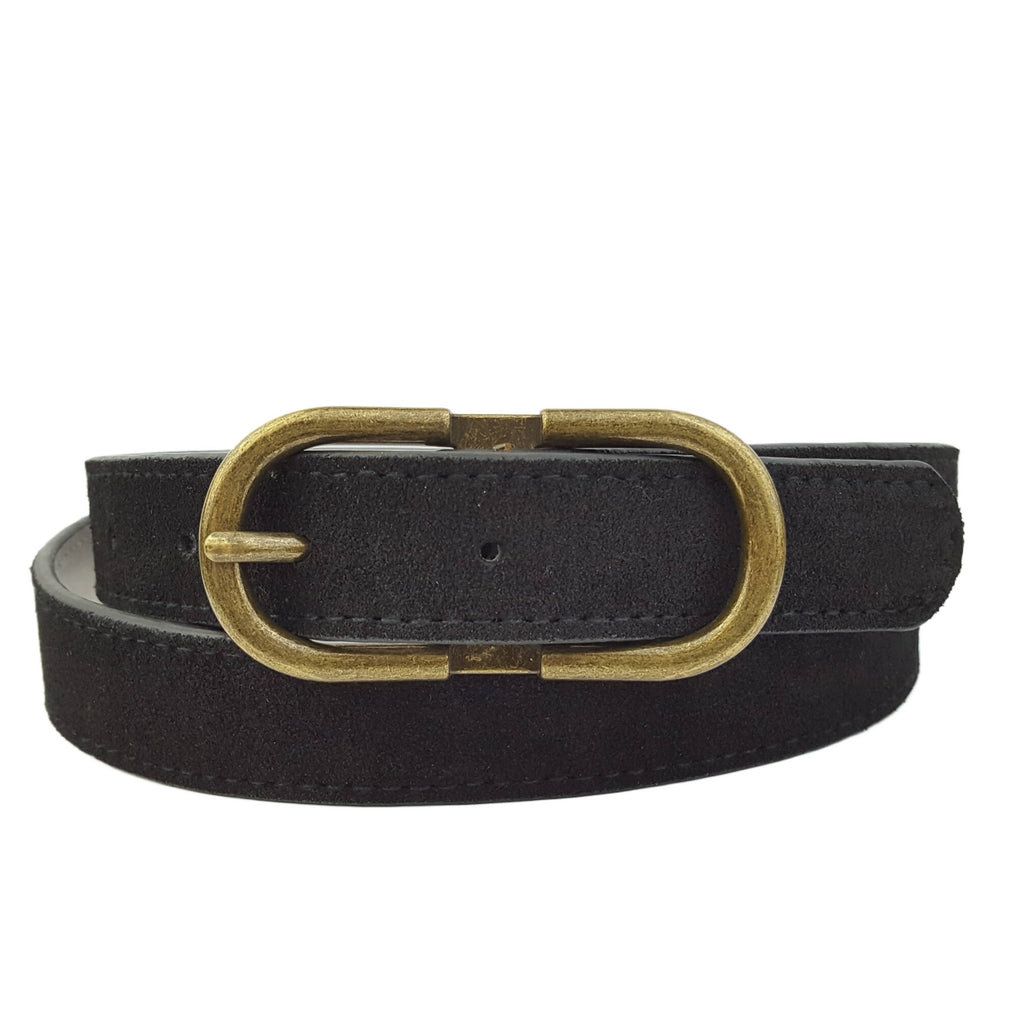 Basic Genuine Suede Belt with Oval Buckle