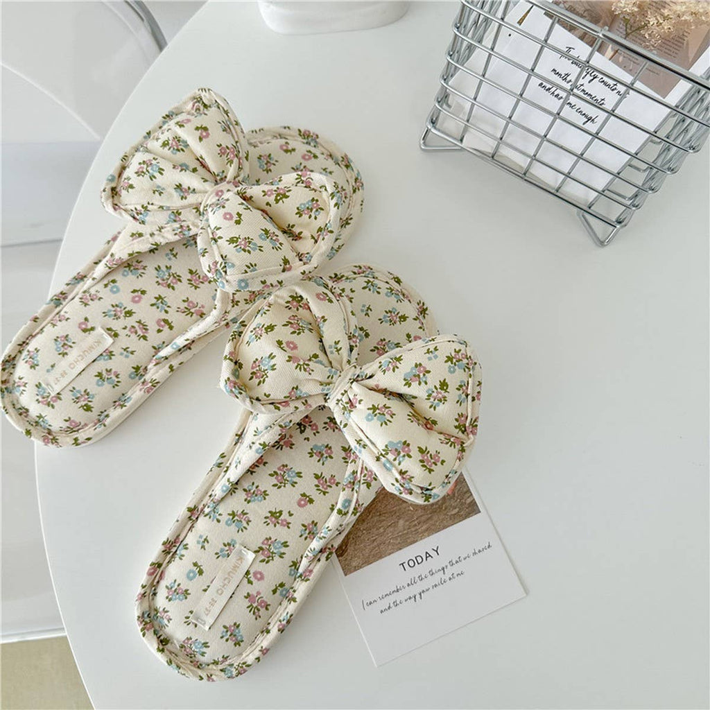 Floral Bow Slippers