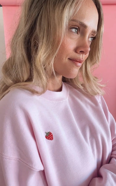 Strawberry Crewneck Embroidered Strawberry Sweatshirt