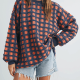 Checkered Oversized Sweater- Orange