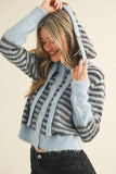 Striped Hoodie Sweater Cardigan