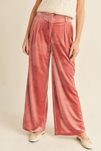 Wide Leg Velvet Trousers
