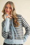 Striped Hoodie Sweater Cardigan