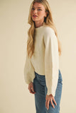 Mock Neck Balloon Sleeve Embroidered Sweater