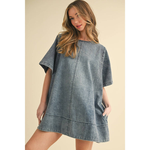 Washed Denim Mini Dress
