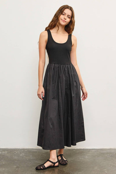 Scoop Neck Drop Waist Flare Dress