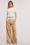 Minimalistic Contrast Waistband Pleated Trouser Pants