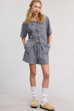 Gingham Open Front Self Tie Top and Shorts Matching Set