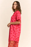 HEART MESH LAYERED T SHIRT DRESS