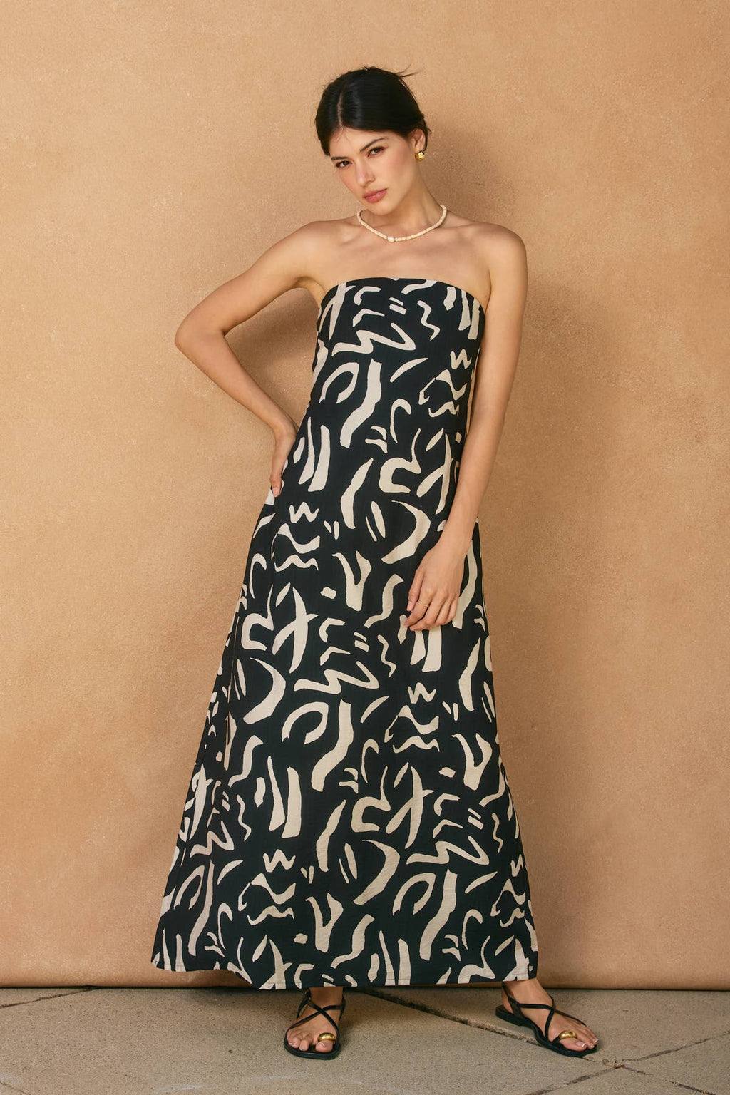 Gigi Modern Strapless Drape Back Maxi Dress