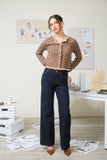SCALLOP TRIM BUTTON DOWN X PATTERN KNIT CARDIGAN