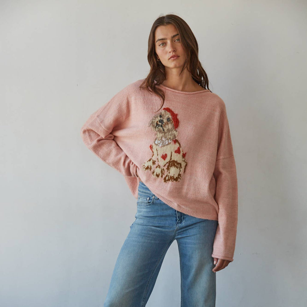 Winnie Dog Jacquard Pullover