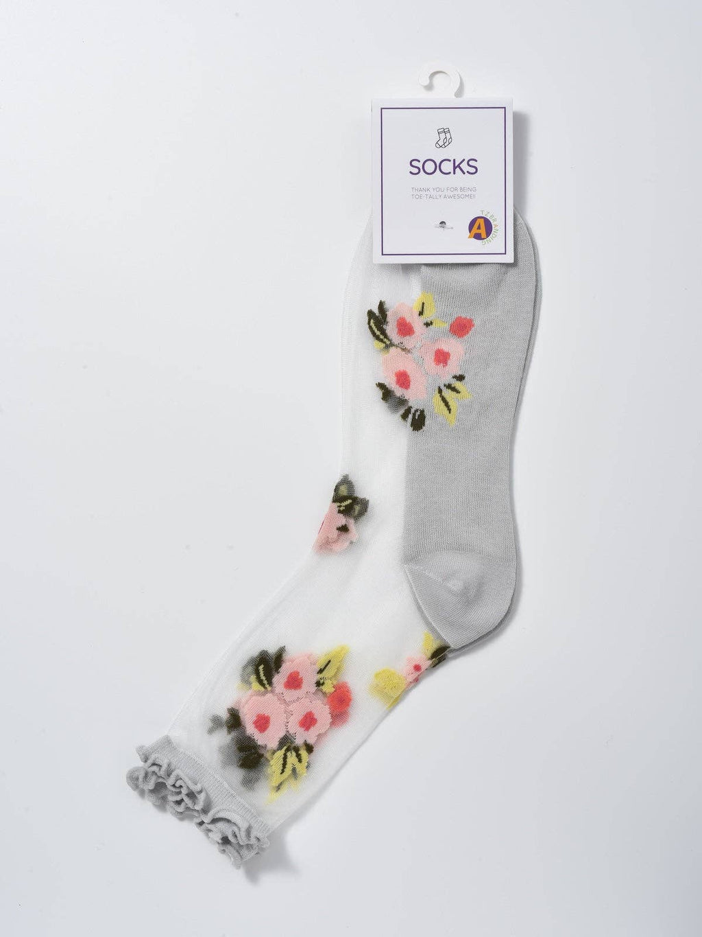 Rufia - Soft Sheer Floral Vine Crew Socks