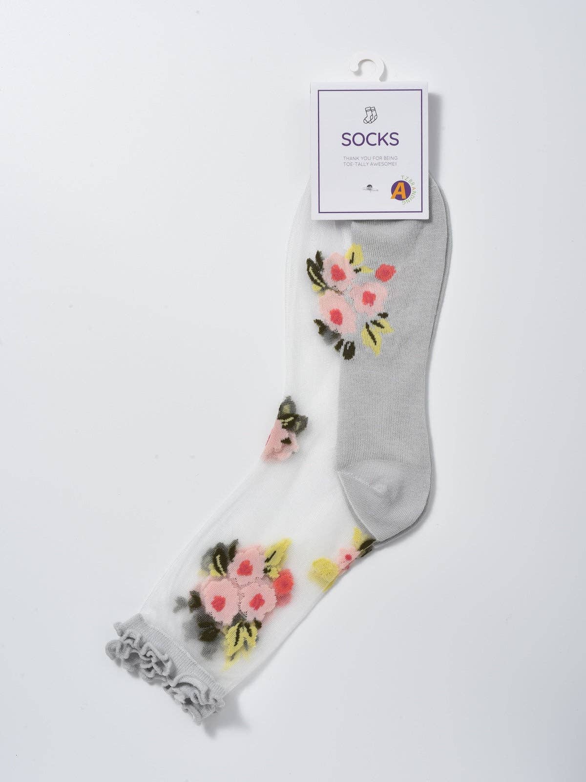Rufia - Soft Sheer Floral Vine Crew Socks