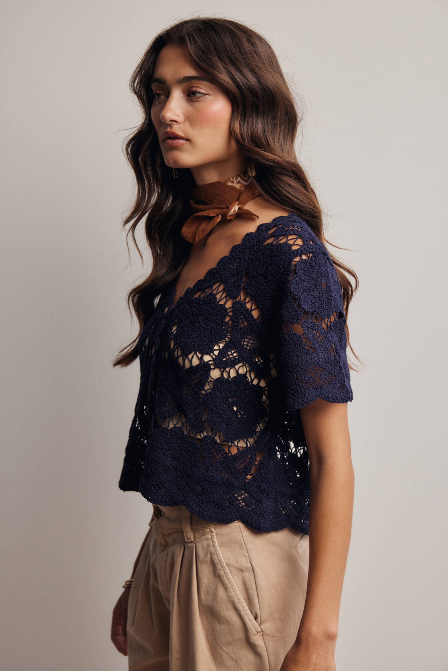 Crochet Lace Short Sleeve Top