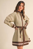 STRIPED BUTTON DOWN BELTED MINI DRESS MDR4225