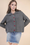 12W3445N-Heart Button Down Knit Sweater Cardigan