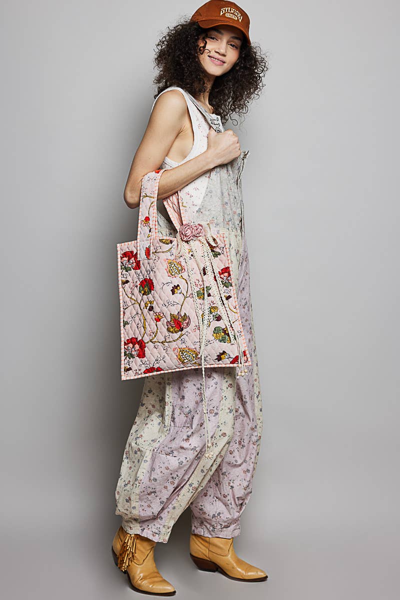 Everyday Quilted Striped Tote Bag