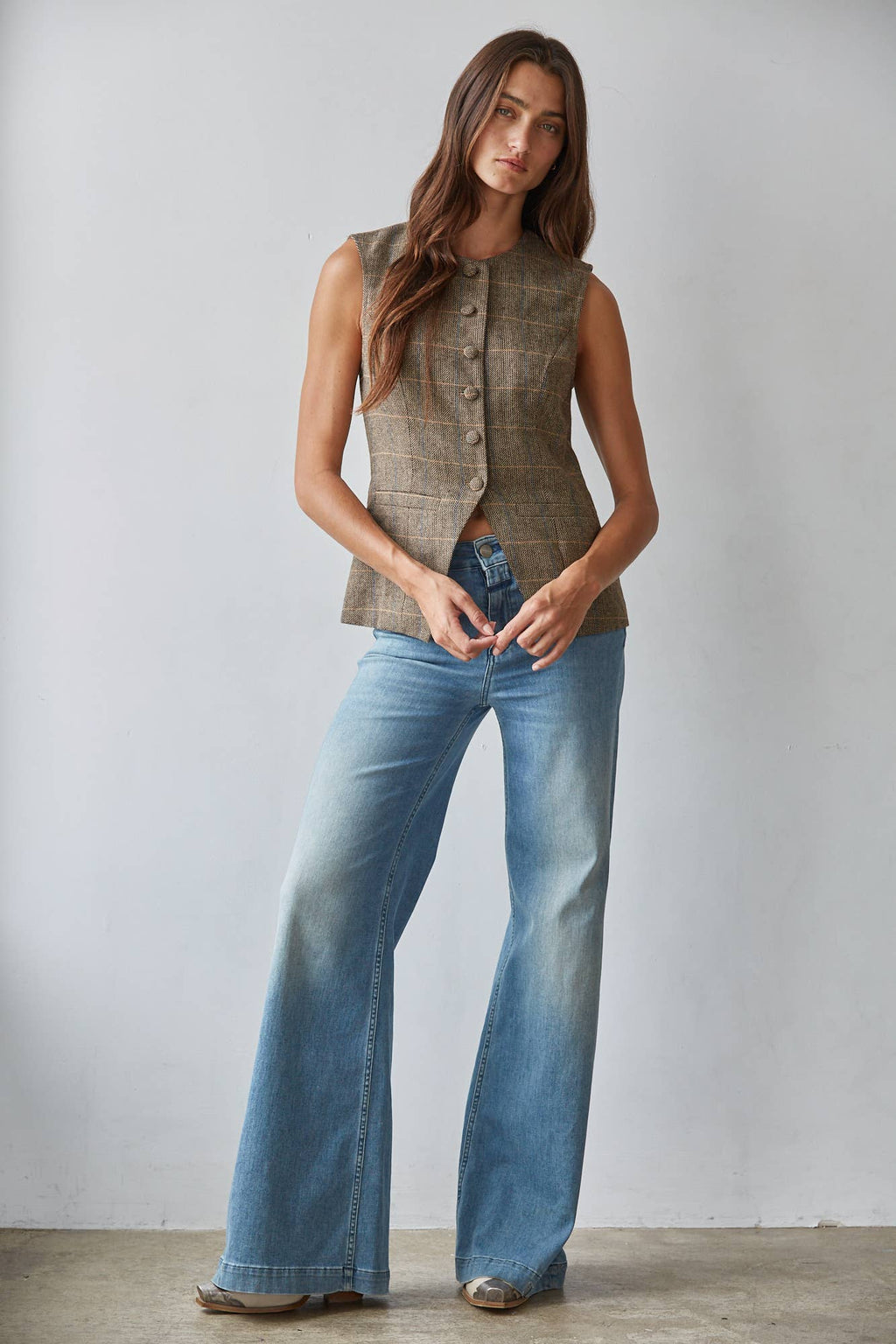 Odette Wool Button-Down Top