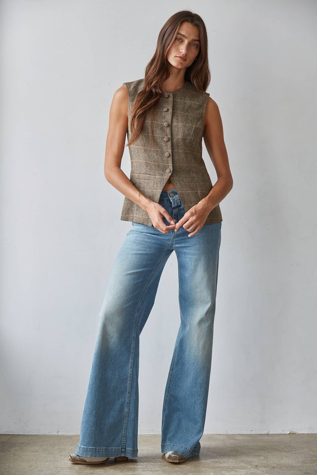 Odette Wool Button-Down Top