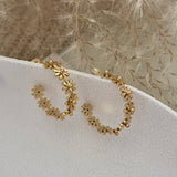 Flower Hoop Earrings 18K gold plated lightweight water resis