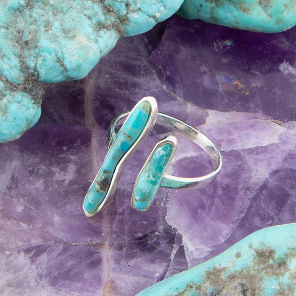 Size Adjustable Turquoise and Sterling Silver RIng