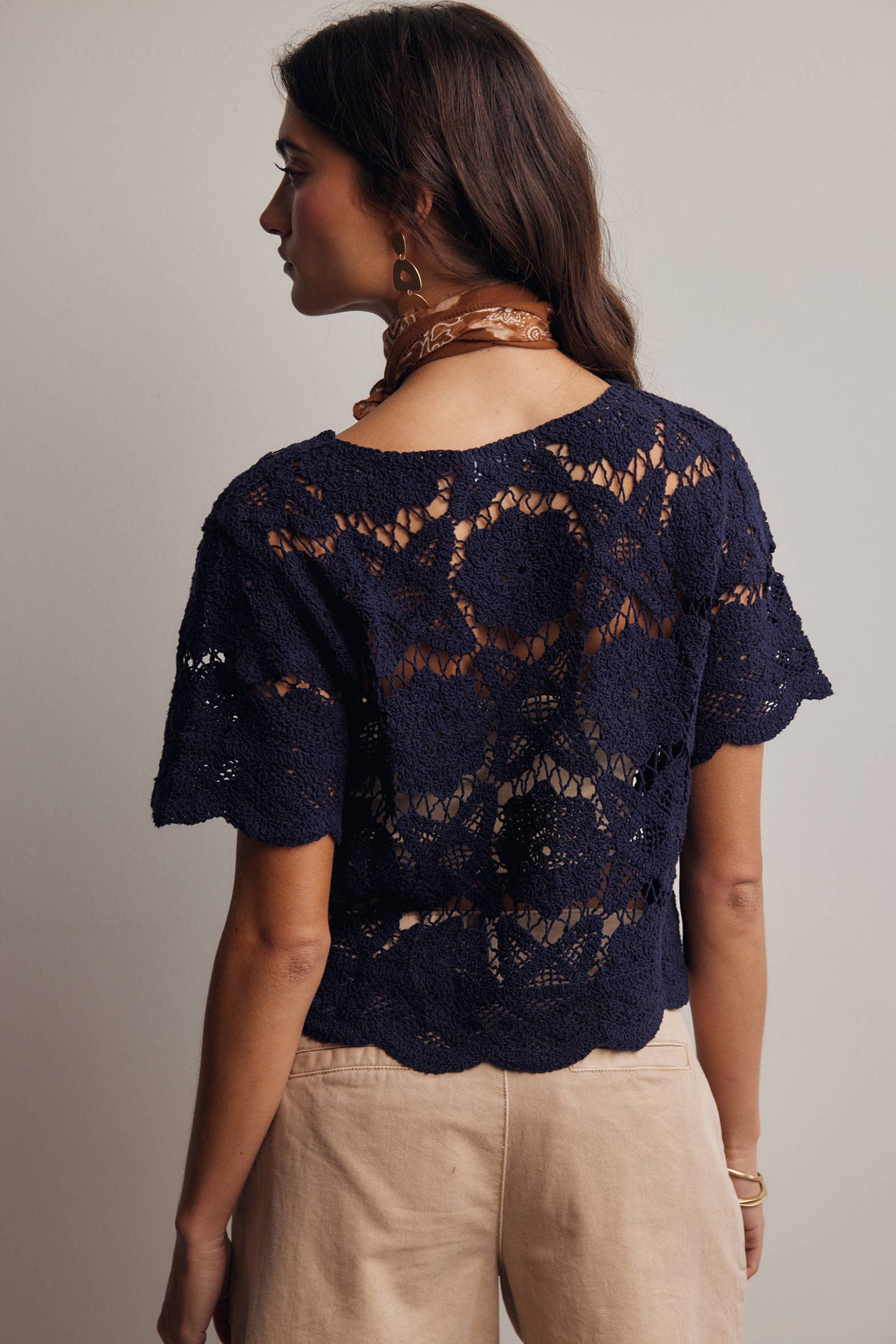 Crochet Lace Button Front Top