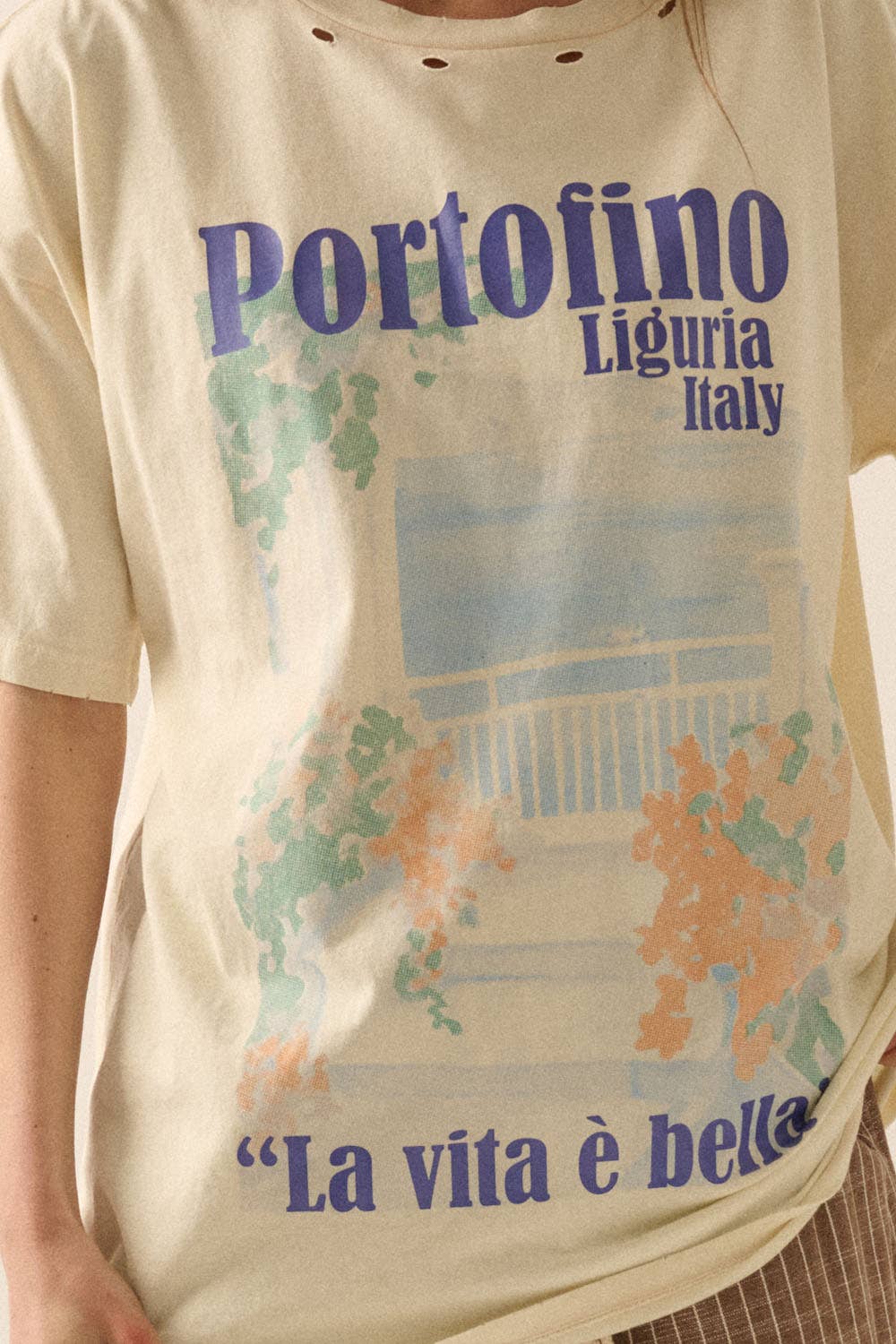 Portofino Italy Distressed Oversize Graphic Tee
