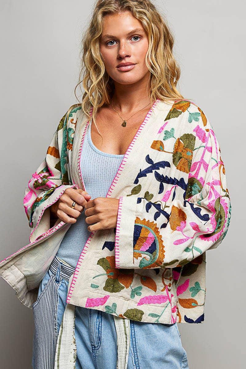 Faira Embroidered Kimono