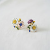 Gold Plated Drip Glaze Floral Stud Earrings