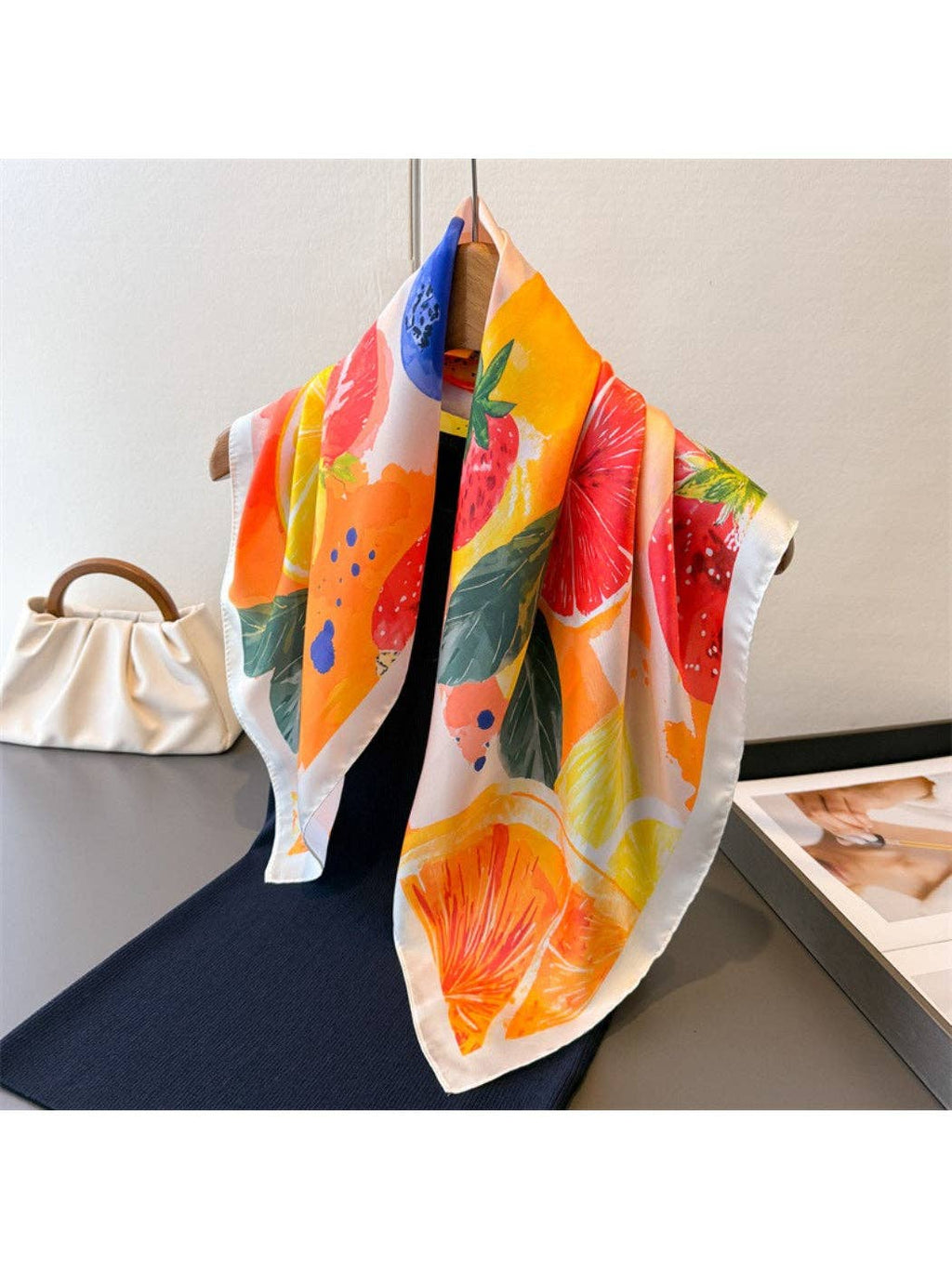 Scarvii - Citrus Fruit Print Square Scarf