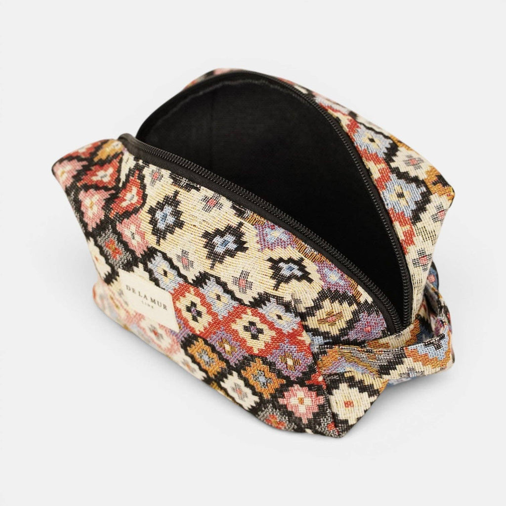 Ore Geometric Jacquard Squared Makeup Bag