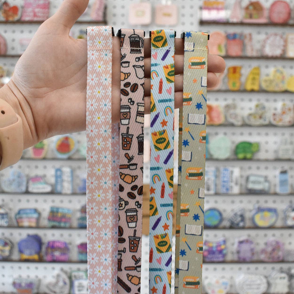 Book Pattern Lanyard- CLEARANCE