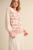 FLORAL RUFFLE SLEEVE SWEATER CARDIGAN MSW11097