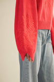 Mock Neck Balloon Sleeve Embroidered Sweater