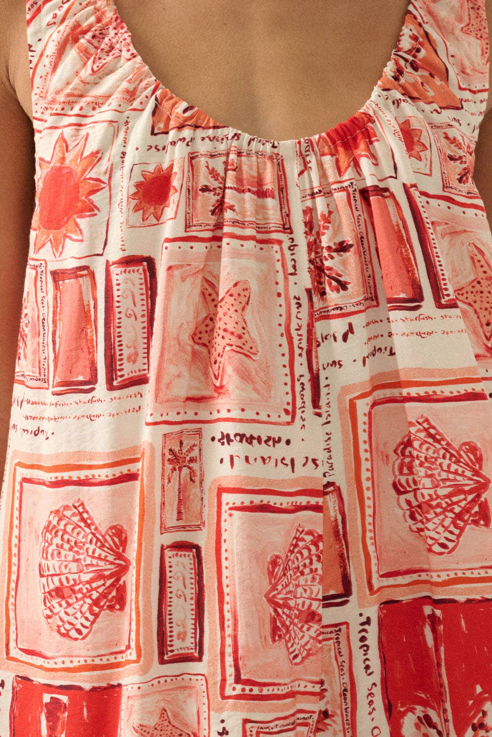 Tropical-Print Scoop-Neck Sleeveless Wide-Leg Pocket Romper