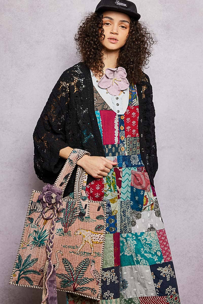 Everyday Quilted Striped Tote Bag